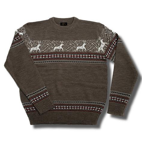 Pop 60's Retro Ski Jumper Knitwear Pullover Snowflake Reindeer Taupe  Preview